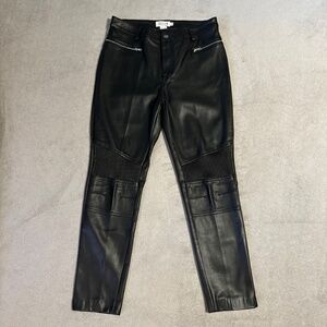 Faux Leather Molly Bracken Skinny Moto Pants Small Black Zippers Biker Edgy Rock